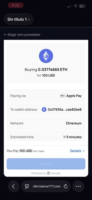 Transak order with pre-filled wallet address